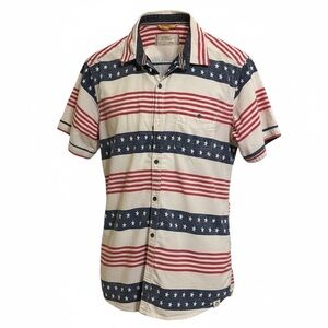 Free Planet Americana Button-Up Shirt Men’s Large Americana Patriotic